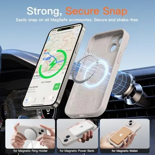 iPhone 15 uchun ekran himoyachisiga ega magnitli g'ilof - simsiz zaryadlashga mos - takomillashtirilgan kamera himoyasi - iPhone 15 6.1
