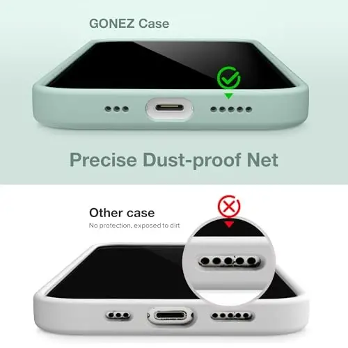 iPhone 15 uchun GONEZ g‘ilofi, suyuq silikon g‘ilof [1 ekran himoyachisi + 1 kamera linzalari himoyachisi] bilan, tirnalishga qarshi yumshoq mikrofiber qoplamali zarbga chidamli himoya telefon qopqog‘i 6,1