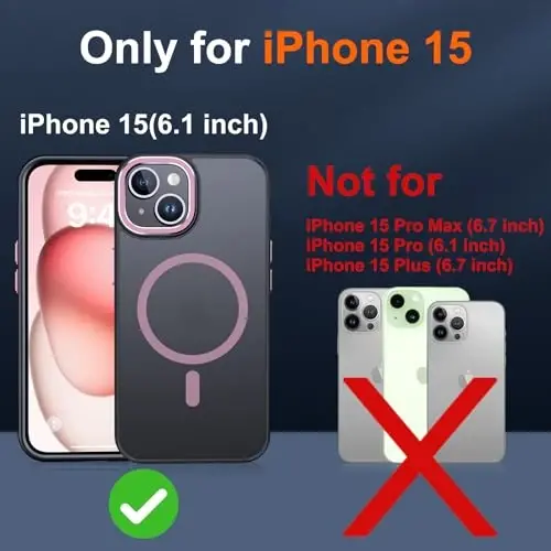 iPhone 15 uchun JAME g'ilofi, 2 ta закалённое shisha ekran himoyachisi bilan iPhone 15 telefon g'ilofi [Magsafe bilan mos][Harbiy darajadagi himoya] iPhone 15 uchun zarbga chidamli ingichka g'ilof, pushti oltin - 2