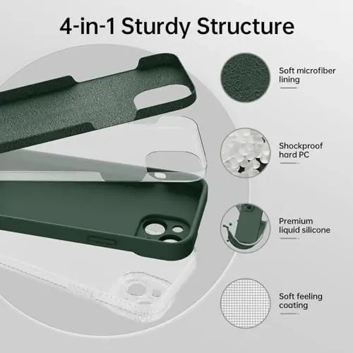 iPhone 15 uchun magnitli g'ilof, ekran himoyachisi bilan - Simsiz quvvatlashga mos - Kamerani yaxshilangan himoya - iPhone 15 6.1