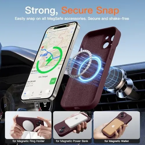 iPhone 15 uchun magnitli g'ilof, ekran himoyachisi bilan - simsiz zaryadlashga mos - takomillashtirilgan kamera himoyasi - iPhone 15 6.1