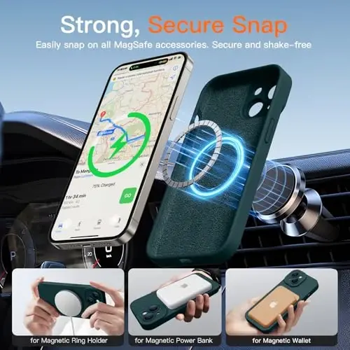 iPhone 15 uchun magnitli g'ilof, ekran himoyachisi bilan - simsiz zaryadlashga mos - takomillashtirilgan kamera himoyasi - iPhone 15 6.1
