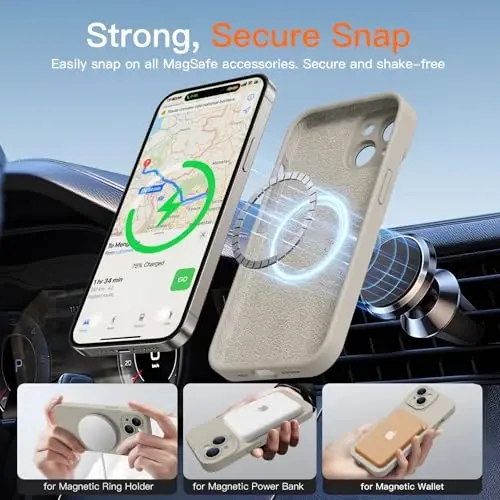 iPhone 15 uchun magnitli g'ilof, ekran himoyachisi bilan - simsiz zaryadlashga mos - yangilangan kamera himoyasi - iPhone 15 6.1