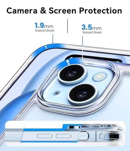 iPhone 15 uchun Mkeke g'ilofi tiniq, [Sarg'aymaydi] [Harbiy darajadagi tushishdan himoya] Apple iPhone 15 uchun zarbga chidamli bamperli tiniq ingichka telefon g'iloflari 2023 - 4