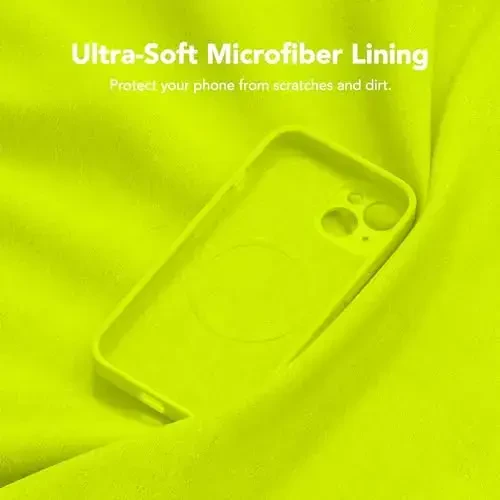 iPhone 15 uchun SuydanBox Magnetic gʻilofi, MagSafe bilan mos, [Ekran himoyachisi + Toʻliq kamera himoyasi], Silikon zarbaga chidamli tirnalishga qarshi himoya telefon gʻilofi iPhone 15 uchun, Fluorescent Yashil - 6