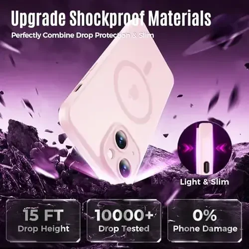 iPhone 15 uchun Symcele Designed g'ilofi, MagSafe bilan mos, X2 maxfiylik ekran himoyachilari, [Kamera himoyasi] [15FT harbiy tomchi himoyasi] zarbga chidamli telefon g'ilofi, 6.1