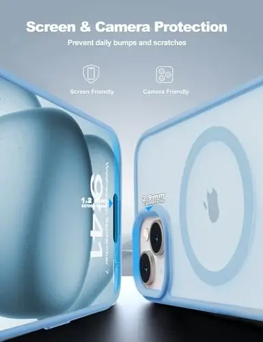 iPhone 15 uchun Tigowos magnitli g‘ilofi MagSafe’ga mos keladi, 15FT balandlikdan tushganda zararga chidamli, sarg‘aymaydigan, yuqori mustahkamlikka ega zarbani yutuvchi orqa qopqoq iPhone 15 telefon g‘iloflariga mos keladi 6.1