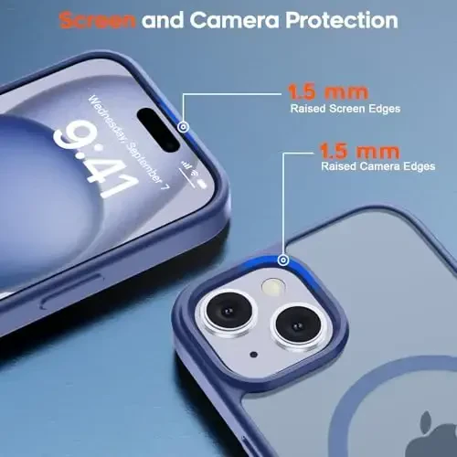 zapica Magnetic for iPhone 15 Case & iPhone 14 Case, [Compatible with MagSafe] [Military Grade Drop Protection] Translucent Matte Shockproof Anti-Scratch Phone Cover, Lavender Gray - 6
