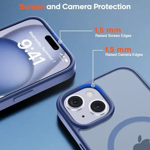 zapica Magnetic for iPhone 15 Case & iPhone 14 Case, [Compatible with MagSafe] [Military Grade Drop Protection] Translucent Matte Shockproof Anti-Scratch Phone Cover, Lavender Gray - 6