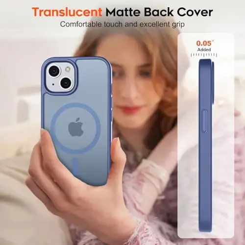 zapica Magnetic for iPhone 15 Case & iPhone 14 Case, [Compatible with MagSafe] [Military Grade Drop Protection] Translucent Matte Shockproof Anti-Scratch Phone Cover, Lavender Gray - 7
