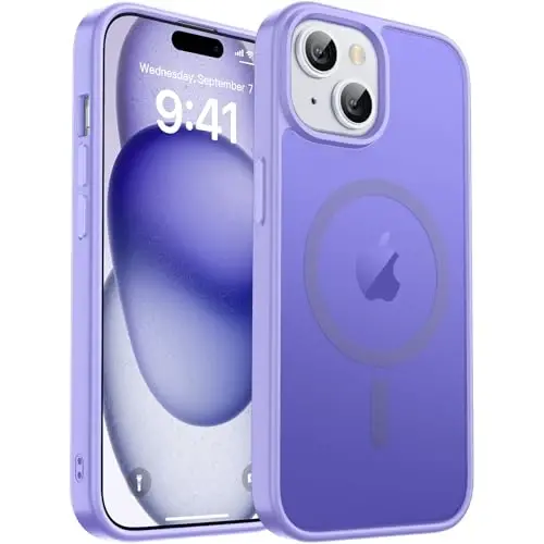 zapica Magnetic for iPhone 15 Case & iPhone 14 Case, [Compatible with MagSafe] [Military Grade Drop Protection] Translucent Matte Shockproof Anti-Scratch Phone Cover, Light Purple 