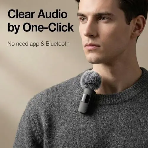 2 Pack Professional Wireless Lavalier Microphone for iPhone 17/16/15, USB-C Android Cordless Mini Mic with Noise Reduction, Plug-and-Play Lapel Microphone for YouTube, TikTok, Vlogging & Interviews - 2