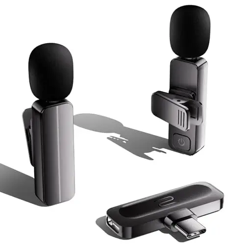 2 Pack Wireless Mini Lavalier Lapel Microphone for iPhone 15,16,Android Phone - 65ft Cordless Clip on Dual Mics with Noise Reduction 6H Working Time for Video Recording Vlogging, YouTube, Interview - 5