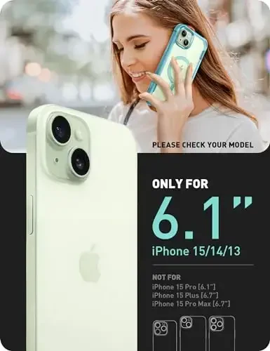 i-Blason Ares Mag for iPhone 15 Case/iPhone 14 13 Case [6.1 inch], [MagSafe Compatible] Full-Body Shockproof Rugged Clear Bumper with Built-in Screen Protector (Seafoam), iPhone2023-6.1-AreMag-SP - I-BLASON (1)