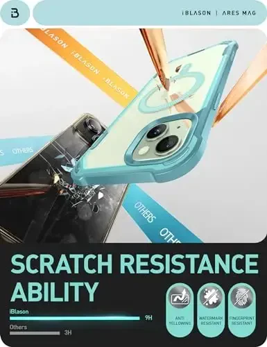 i-Blason Ares Mag for iPhone 15 Case/iPhone 14 13 Case [6.1 inch], [MagSafe Compatible] Full-Body Shockproof Rugged Clear Bumper with Built-in Screen Protector (Seafoam), iPhone2023-6.1-AreMag-SP - 6