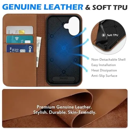 SHIELDON Wallet Case for iPhone 16 6.1