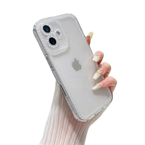 ZTOFERA Designed for iPhone 16 6.1 inch,Sparkly Cute Clear Case for Women Girls,Glitter Bling Flexible Soft TPU Silicone Bumper Protective Cover for iPhone 16,Clear - 1