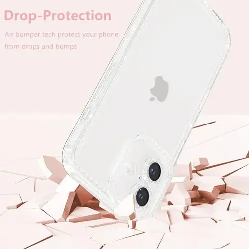 ZTOFERA Designed for iPhone 16 6.1 inch,Sparkly Cute Clear Case for Women Girls,Glitter Bling Flexible Soft TPU Silicone Bumper Protective Cover for iPhone 16,Clear - 5