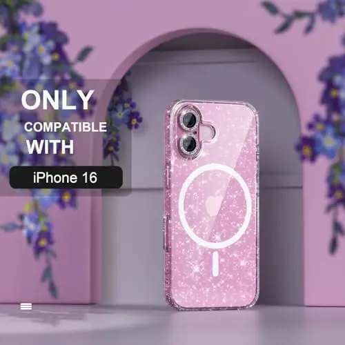 iPhone 16 Case Magnetic uchun Choiche, Ayollar uchun Shaffof Yaltiroq Bling G‘ilof, [2x Olmos Kamera Linzalari Himoyachilari] [2x Temperlangan Shisha Ekran Himoyachilari] [MagSafe Bilan Mos] 6.1