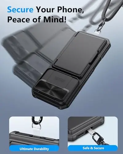 ATATOO for iPhone Air Case Wallet with Lanyard, Phone Strap Crossbody for Women Men, Card Holder & Slide Camera Cover, Drop Protection, Rugged Protective Case for iPhone Air 2025 6.5