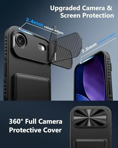ATATOO for iPhone 16 Case Wallet, Built-in Card Holder (3-5 Cards) & Stand & Camera Cover, Military Grade Protection Rugged Silicone Kickstand Phone Case for iPhone 16 6.1