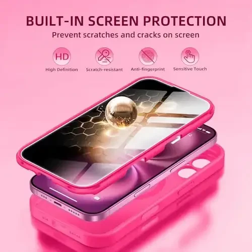 BERFY for iPhone 16 Case, Compatible with MagSafe, Built-in Privacy Screen Protector and Camera Protection, Anti-Spy Full Body Shockproof Matte Phone Case for 16 6.1
