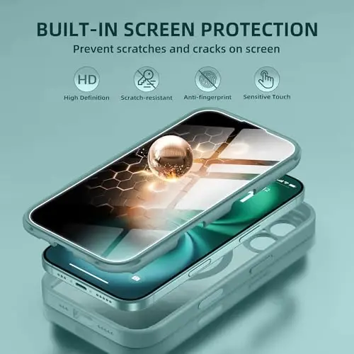 BERFY for iPhone 16 Case, Compatible with MagSafe, Built-in Privacy Screen Protector and Camera Protection, Anti-Spy Full Body Shockproof Clear Phone Case for 16 6.1