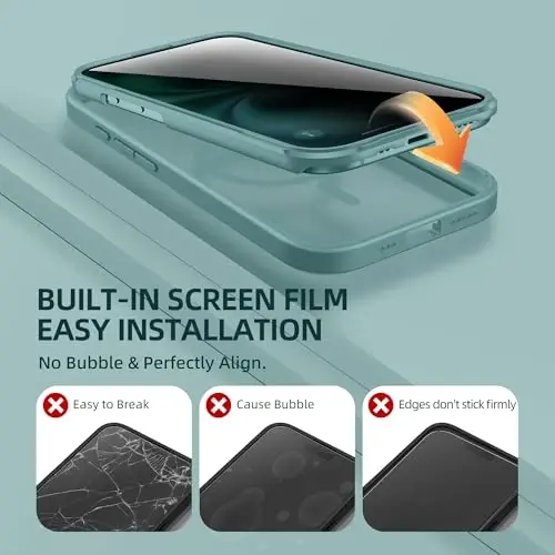 BERFY for iPhone 16 Case, Compatible with MagSafe, Built-in Privacy Screen Protector and Camera Protection, Anti-Spy Full Body Shockproof Clear Phone Case for 16 6.1