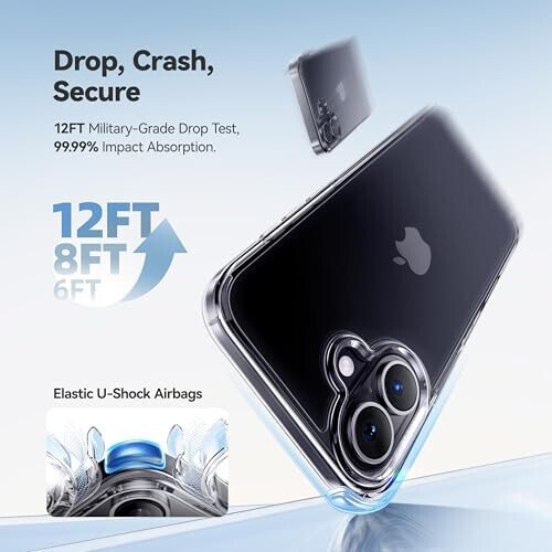 CASEKOO for iPhone 16 Case Crystal Clear, [100% Ultra-Clear Transparency] [12FT Mil-Grade Protection] [Anti-Yellow Tech] Transparent Slim Cover for iPhone 16 Case 6.1 inch, Clear - 7