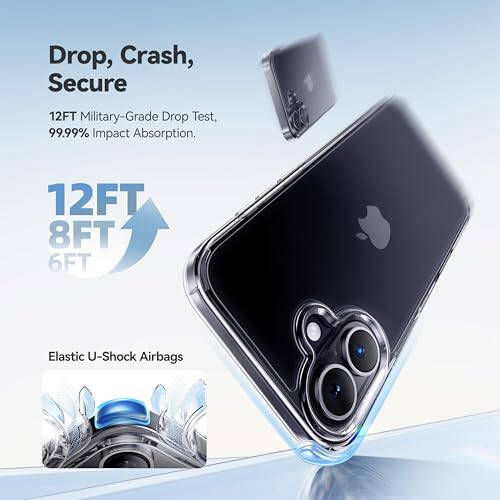 CASEKOO for iPhone 16 Case Crystal Clear, [100% Ultra-Clear Transparency] [12FT Mil-Grade Protection] [Anti-Yellow Tech] Transparent Slim Cover for iPhone 16 Case 6.1 inch, Clear - 7