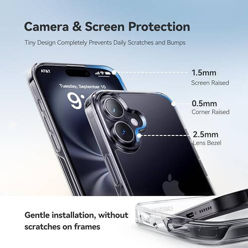 CASEKOO for iPhone 16 Case Crystal Clear, [100% Ultra-Clear Transparency] [12FT Mil-Grade Protection] [Anti-Yellow Tech] Transparent Slim Cover for iPhone 16 Case 6.1 inch, Clear - 8