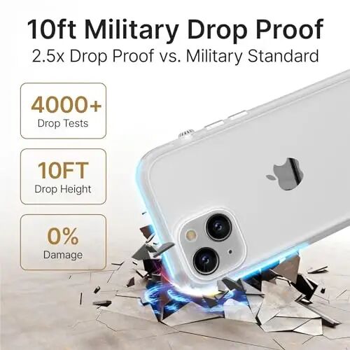 Catalyst Influence Case for iPhone 16, 2.5X Higher Drop Proof, Non-Slip Frosted Edges and Non Magsafe Crystal Clear Back, Raised Edges Protection, 30% Louder Forward Audio, Lanyard Included - 3