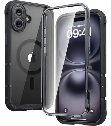 Diaclara Magnetic Designed for iPhone 16 Case, Compatible with MagSafe Built-in Touch Sensitive Anti-Scratch Screen Protector, Upgraded [Full Camera Protection] for iPhone 16 6.1