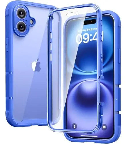 Diaclara Designed for iPhone 16 Case, Full Body Rugged Case with Built-in Touch Sensitive Anti-Scratch Screen Protector, Upgraded [Full Camera Protection] for iPhone 16 6.1
