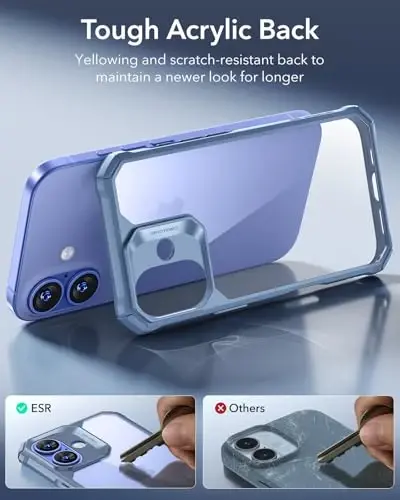 ESR for iPhone 16 Case, Military-Grade Protection with Shock-Absorbing Corners, Scratch-Resistant and Anti-Yellowing Acrylic Back, Slim Protective Phone Case, Air-Armor Series, Clear Blue - 5