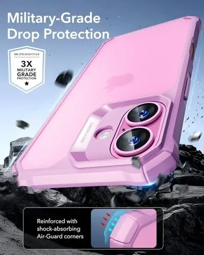 ESR for iPhone 16 Case, Military-Grade Protection with Shock-Absorbing Corners, Scratch-Resistant and Anti-Yellowing Acrylic Back, Slim Protective Phone Case, Air-Armor Series, Frosted Purple - 3