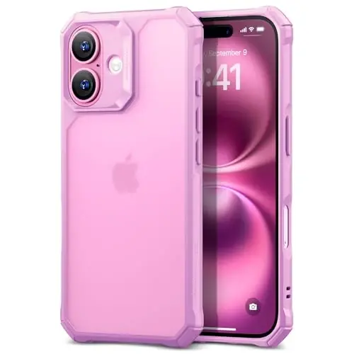 ESR for iPhone 16 Case, Military-Grade Protection with Shock-Absorbing Corners, Scratch-Resistant and Anti-Yellowing Acrylic Back, Slim Protective Phone Case, Air-Armor Series, Frosted Purple - ESR