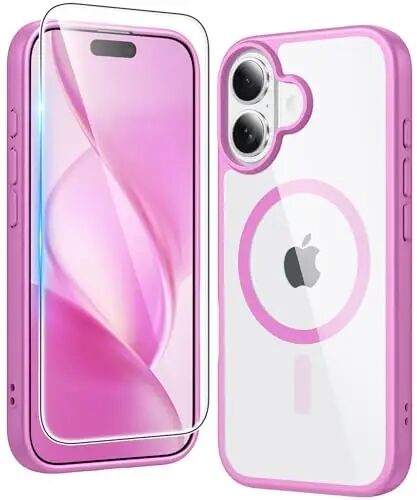FNTCASE for iPhone 16 Phone Case Compatible with Magsafe Clear Phonecase | Screen Protector, Military Grade Drop Protection, Slim Magnetic Phone Cases, Shockproof Bumper, Transparent Cell Cover 