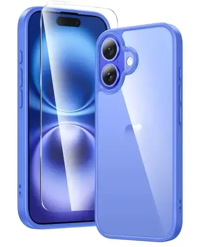 FNTCASE for iPhone 16 Case Clear: Phone Cases Compatible with Magsafe Slim Anti Yellowing Military Grade Drop Protection Rugged Shockproof Protective Transparent Cell Phone Cover (D-Ultramarine) 