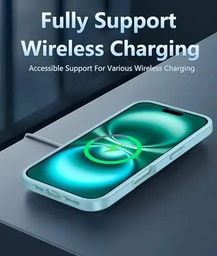 FNTCASE for iPhone 16 Case Clear: Phone Cases Compatible with Magsafe Slim Anti Yellowing Military Grade Drop Protection Rugged Shockproof Protective Transparent Cell Phone Cover (D-Teal) - 4