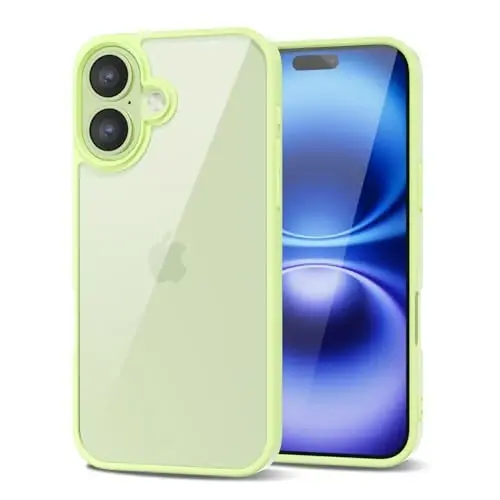 LoeoeL for iPhone 16 Case Clear, Transparent Hybrid 16 Phone Case [Hard Plastic & Soft Silicone Bumper] Acrylic Non Yellowing Thin Slim Protective Cover for Women, Mint Green - 1