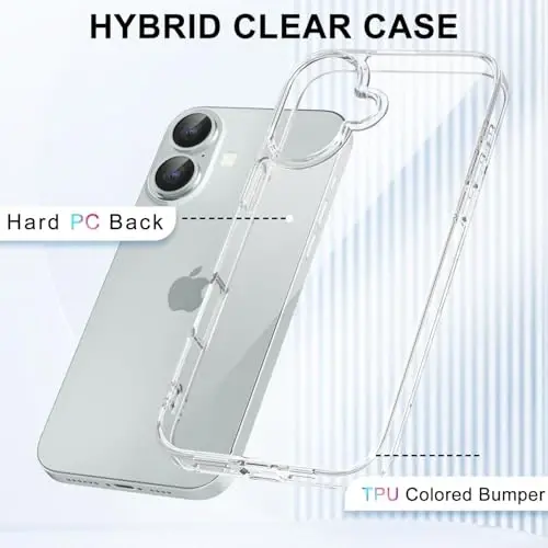 iPhone 16 için LoeoeL Kılıfı Şeffaf, Transparan Hibrit 16 Telefon Kılıfı [Sert Plastik ve Yumuşak Silikon Tampon] Akrilik Sararmayan İnce Koruyucu Kapak Kadınlar için, Kristal Şeffaf - 3