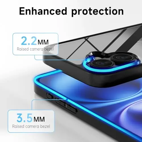 LoeoeL for iPhone 16 Case Clear, Transparent Hybrid 16 Phone Case [Hard Plastic & Soft Silicone Bumper] Acrylic Non Yellowing Thin Slim Protective Cover for Women, Black - 5