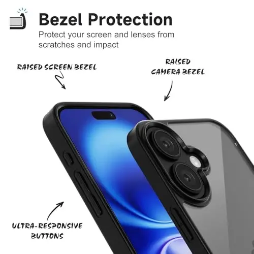 iPhone 16 için LoeoeL Kılıfı Şeffaf, Transparan Hibrit 16 Telefon Kılıfı [Sert Plastik & Yumuşak Silikon Tampon] Akrilik Sararmayan İnce Koruyucu Kadınlar için Kapak, Siyah - 4