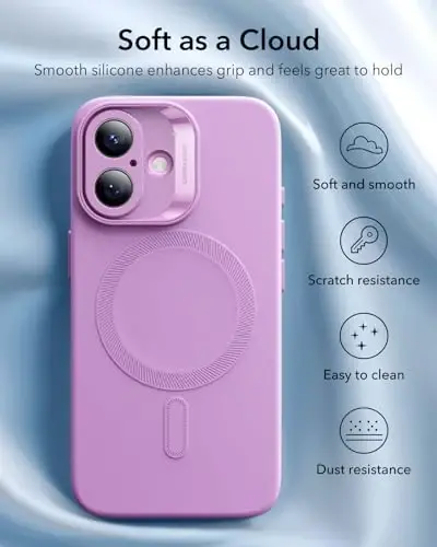 ESR for iPhone16 Case with MagSafe, Supports Magnetic Charging, Smooth & Slim Silicone Case, Shockproof, Full Screen and Camera Protection, Soft Microfiber Lining,Pink - 6
