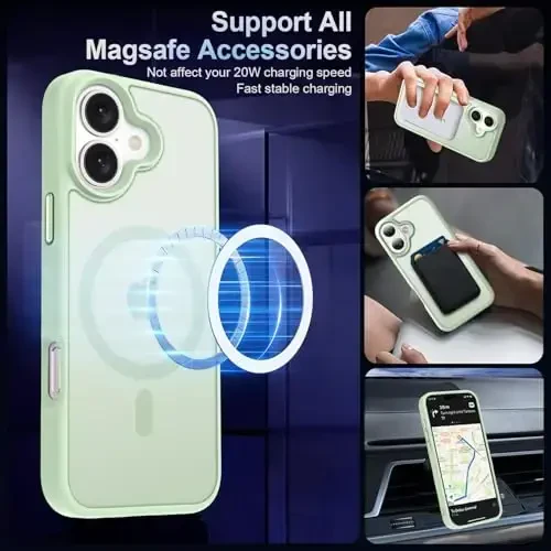 MOCCA Strong Magnetic for iPhone 16 Case, [Compatible with Magsafe][16FT Mil-Grade Drop Protection] Slim Thin Translucent Matte Protective Cover Case for iPhone 16 Phone Case 6.1
