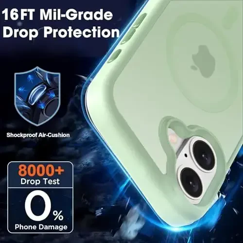 MOCCA Strong Magnetic for iPhone 16 Case, [Compatible with Magsafe][16FT Mil-Grade Drop Protection] Slim Thin Translucent Matte Protective Cover Case for iPhone 16 Phone Case 6.1