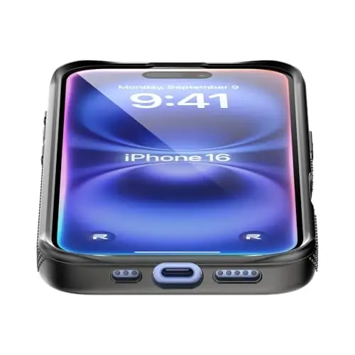 REBEL Air Case for iPhone 16 [Air² Series] Compatible with MagSafe, Strong Magnets, Grippy Sides, Slim & Lightweight TPU Cover, Protective Corners, Raised Lens Ring, 6.1 Inch Phone 2024 (Black) - 3