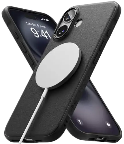 Ringke Onyx for iPhone 16 Case, [Compatible with MagSafe] Oil & Dirt Resistant, Individual Lens Covers for Cameras, Non-Slip Enhanced Grip Lightweight Cover - Magnetic Black 