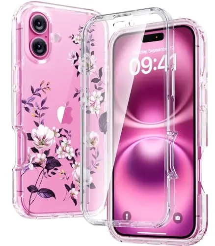 Diaclara Designed for iPhone 16 Case, Full Body Rugged Case with Built-in Touch Sensitive Anti-Scratch Screen Protector, Upgraded [Full Camera Protection] for iPhone 16 Holsters 6.1